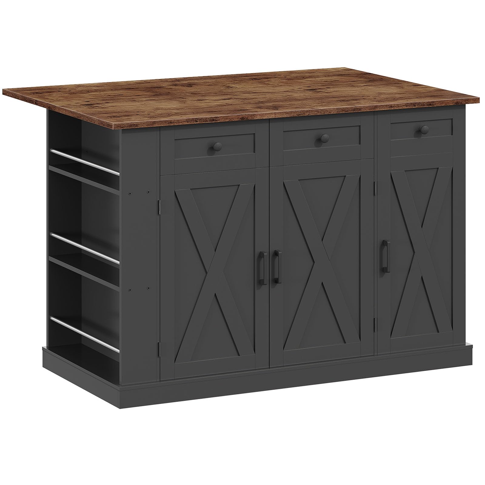 51.2" Movable Kitchen Island Table with Foldable Top