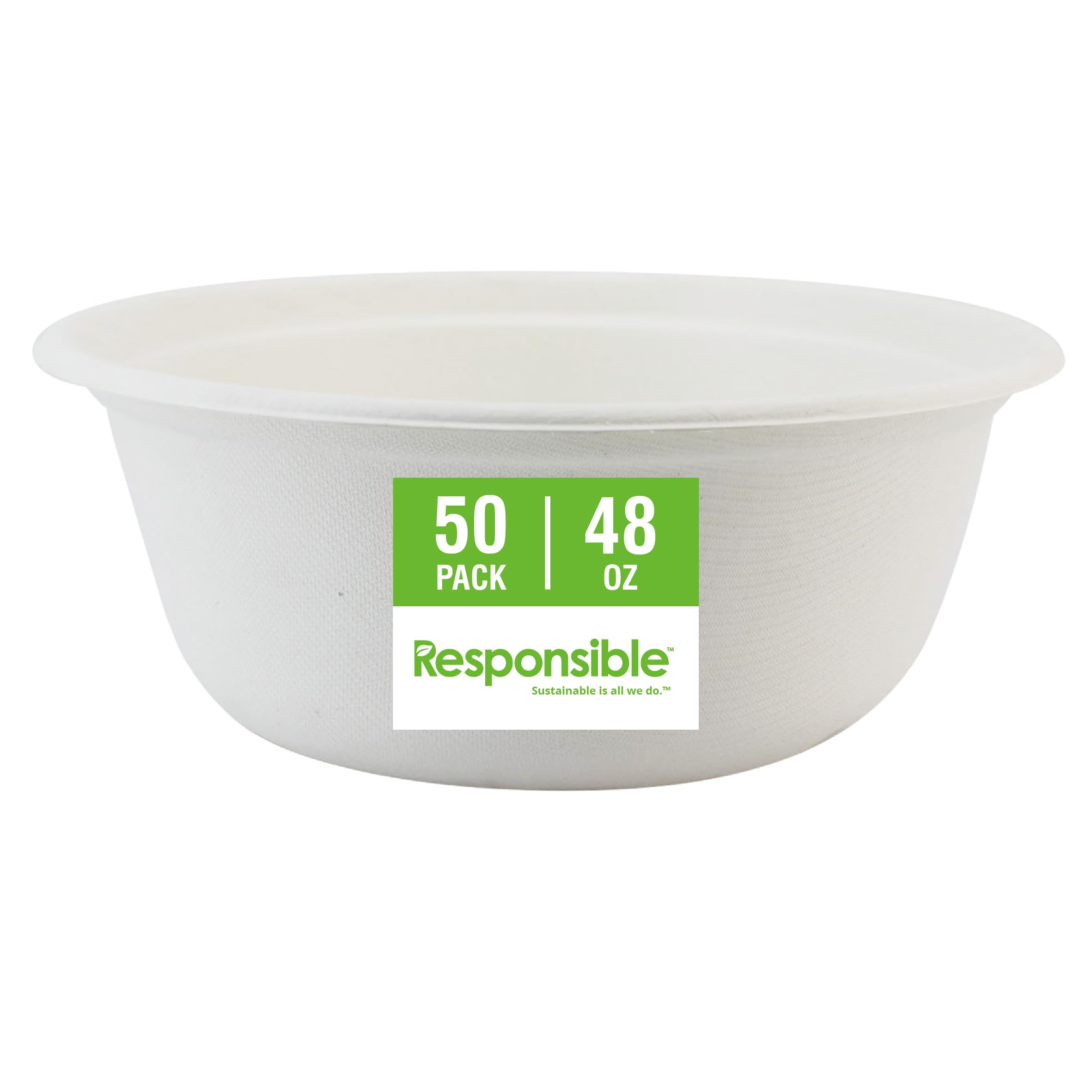 Paper Bowls, 48oz For Hot Soup (50 Count), Heavy Duty Paper Dinner & Dessert Bowls