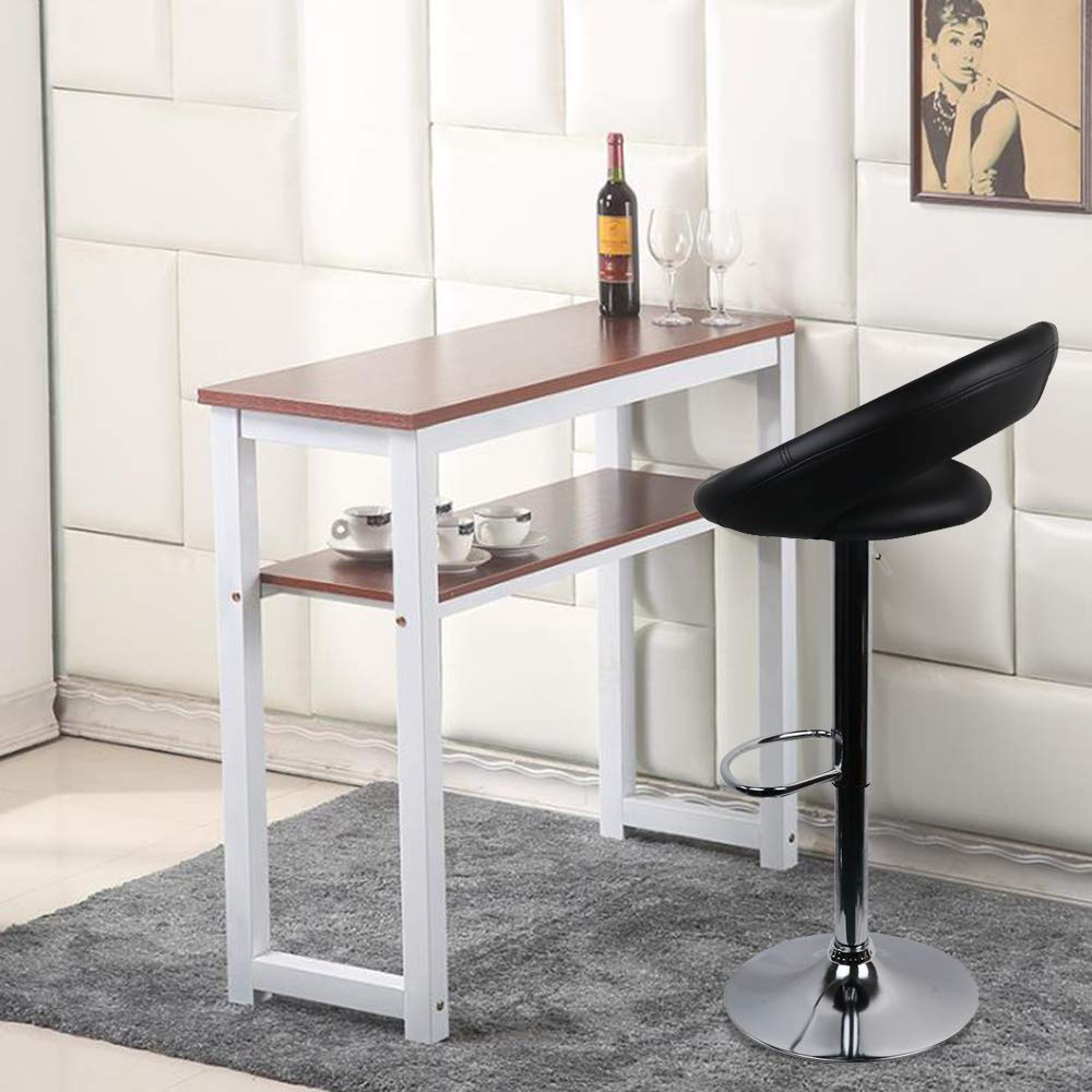Bar Stools, Set of 2 Faux Leather Counter Height Bar Stools Adjustable Swivel