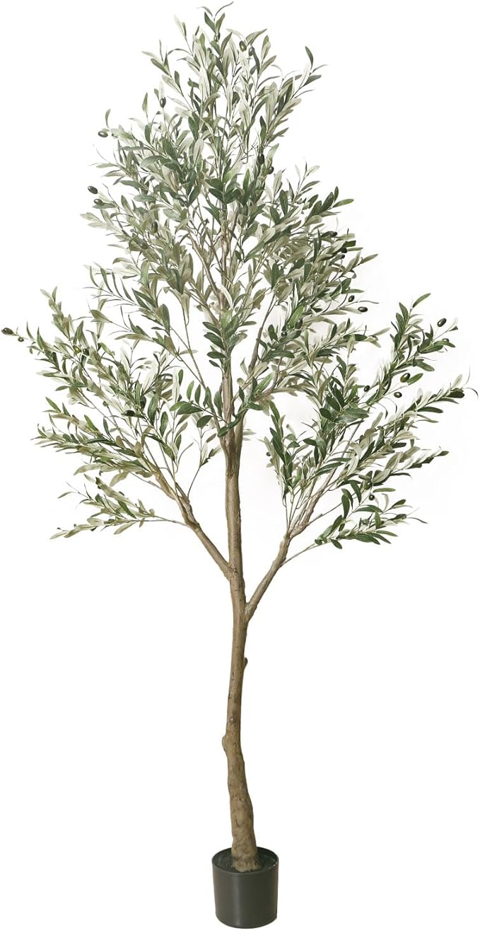 Artificial Olive Tree Tall Fake Potted Olive Silk Tree with Planter Large Faux Olive Branches