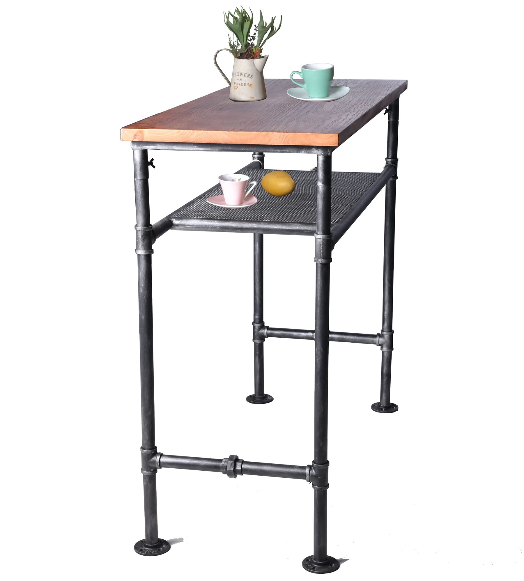 Industrial Rustic 41.3" Height Solid Pine Wood Top Rectangular Pub Bar Table Bar