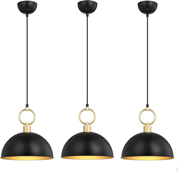 Pendant Lights Kitchen Island,Dining Room Light Fixtures Over Table 2 Pack with Black