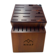 Block without Knives, Built-in Sharpener, NHAF Premium Wooden Knife Storage Block,