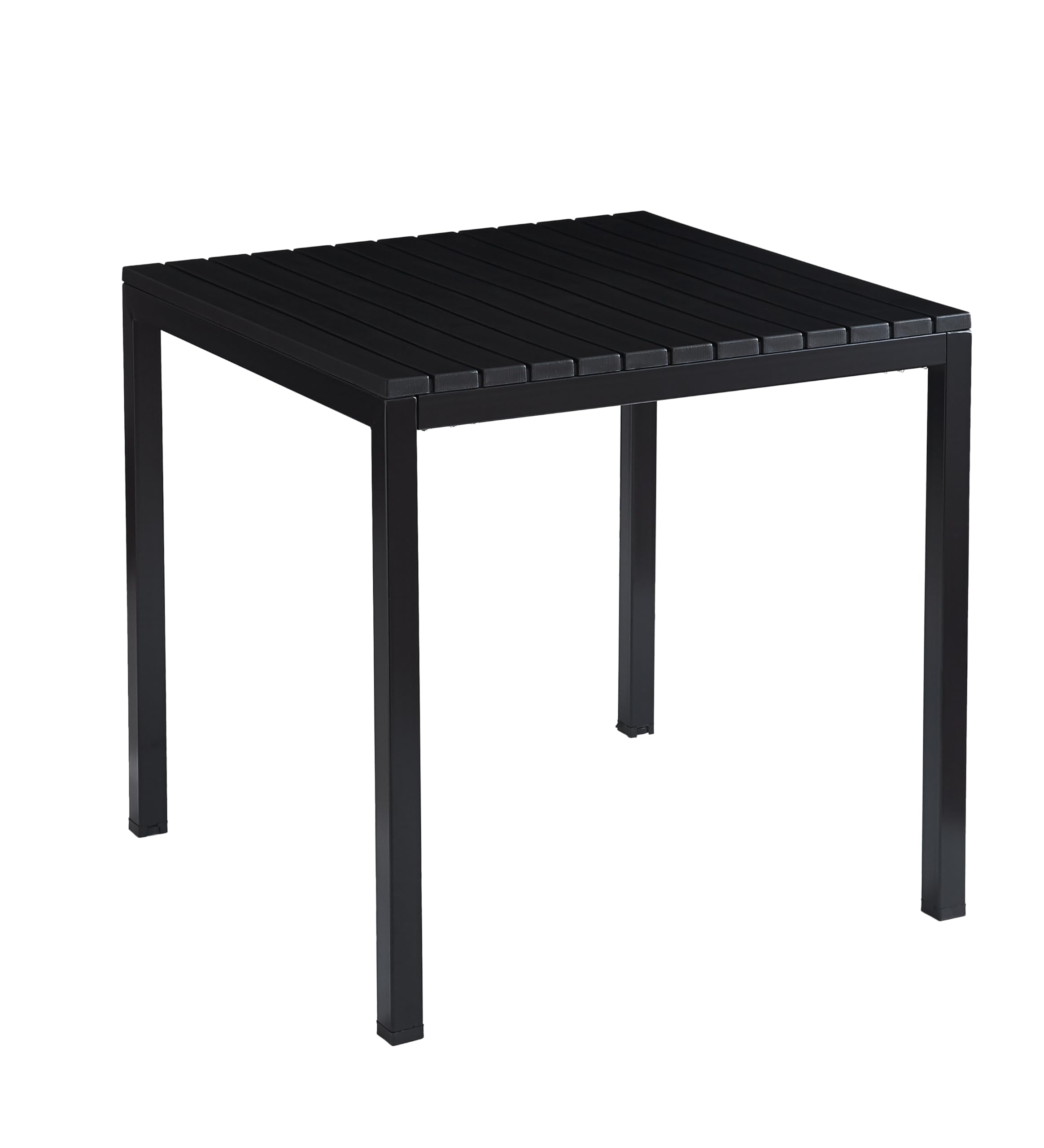 Plastic Outdoor Dining Table with Metal Legs, Weather Resistance