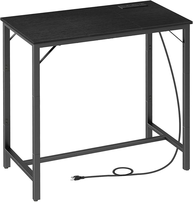 Bar Table with Charging Station, Rectangular Pub Table, High Top Coffee Table