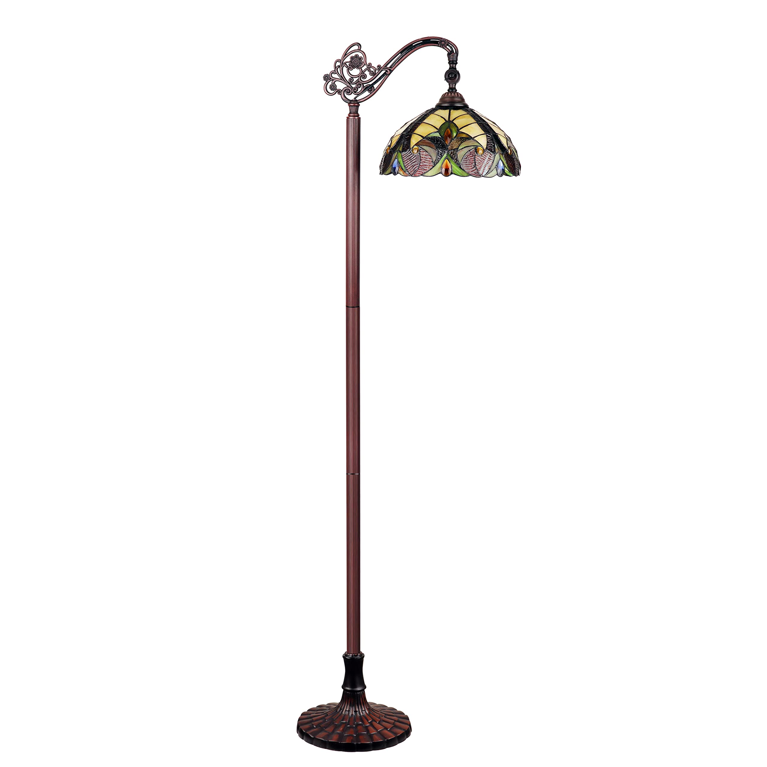 Adia Tiffany-Style Dark Bronze 1-Light Victorian Reading Floor Lamp 11" Shade