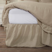 Provincial Linen Natural Beige King Ruffled Bed Skirt with 21" Drop and Split Corners