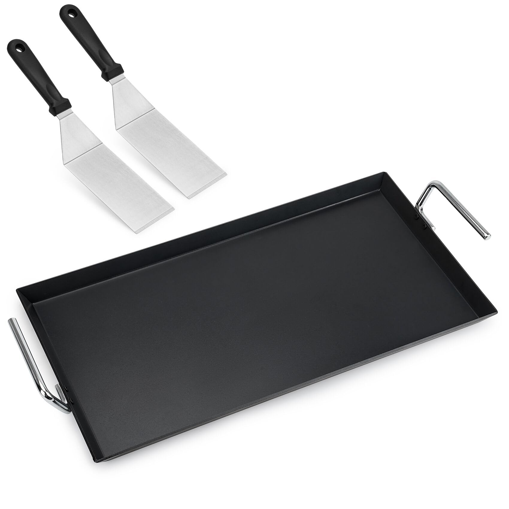 Double Burner Griddle Pan with 2 Spatulas, 20"x11" Nonstick Coating Stovetop Griddle