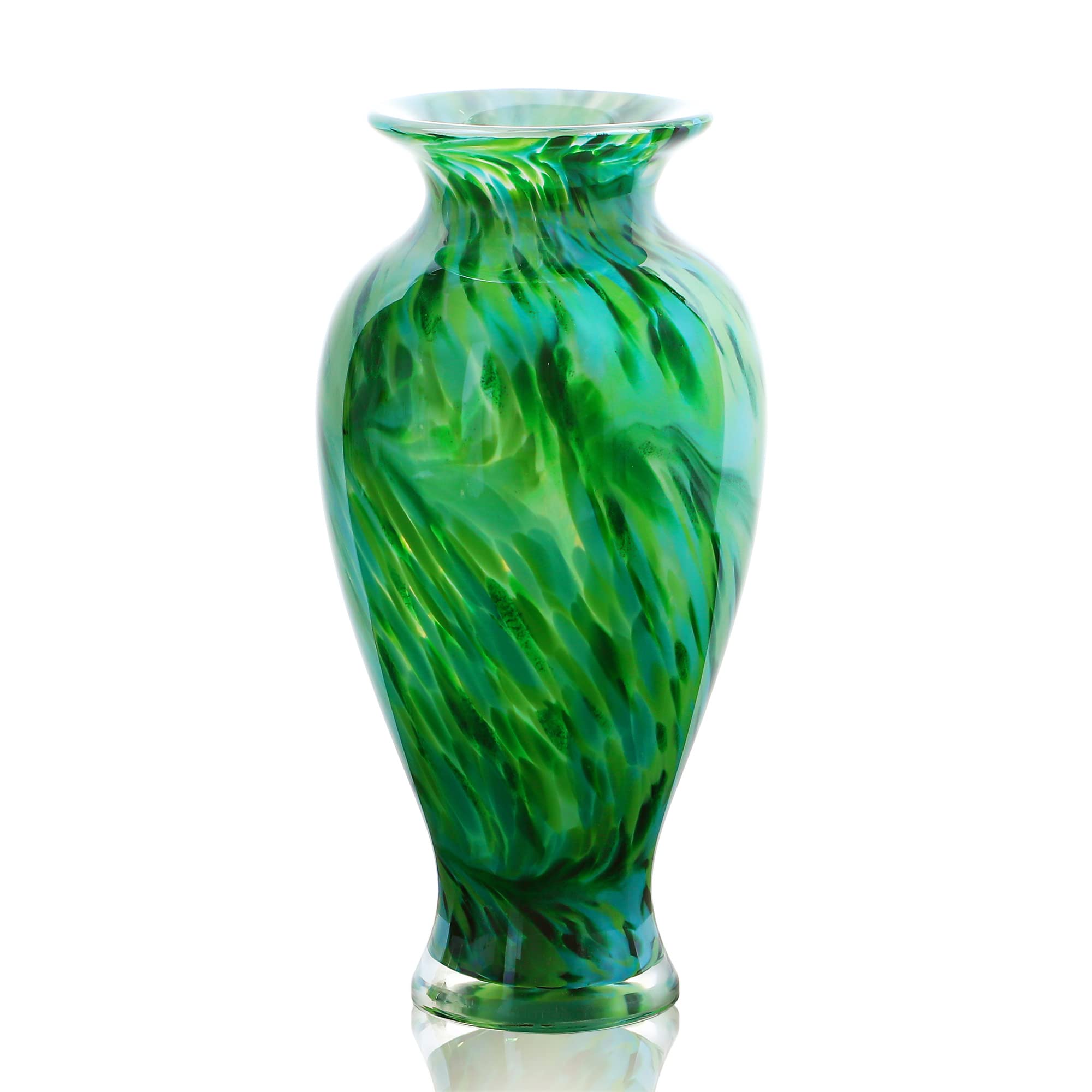 Classic Vase for Home Decor, 11.5Inch Glass Flower Vase for Shelf Decor, Living Room Decor, Centerpieces, Unique Gift for Her Mom Sister Friends