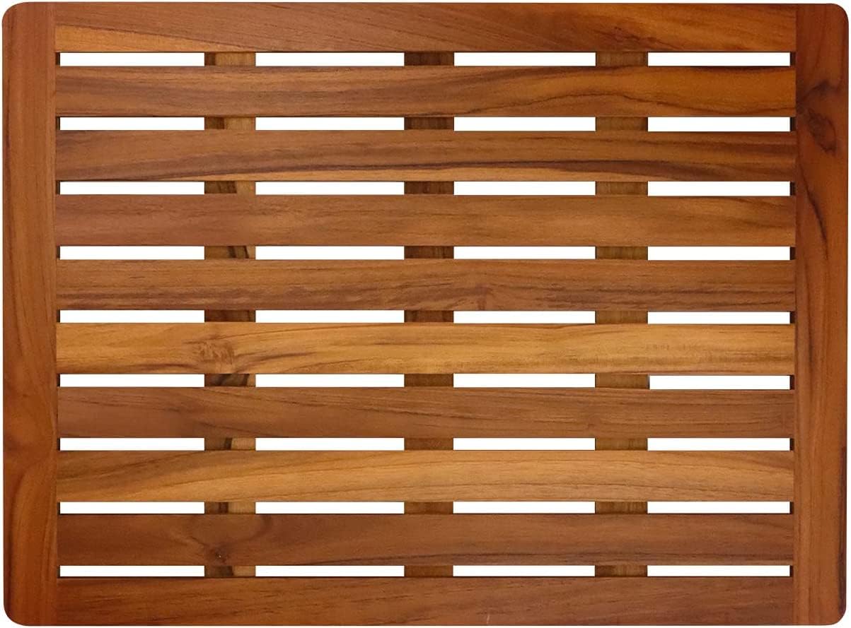 Utoplike (32"x18") Teak Wood Bath Mat, Shower Mat for Bathroom, Wooden Floor Mat Large for Spa Home or Outdoor