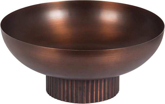 Decorative Metal Bowl, 12 Inch Diameter, Brass, Modern Raised Fruit Bowl for Kitchen