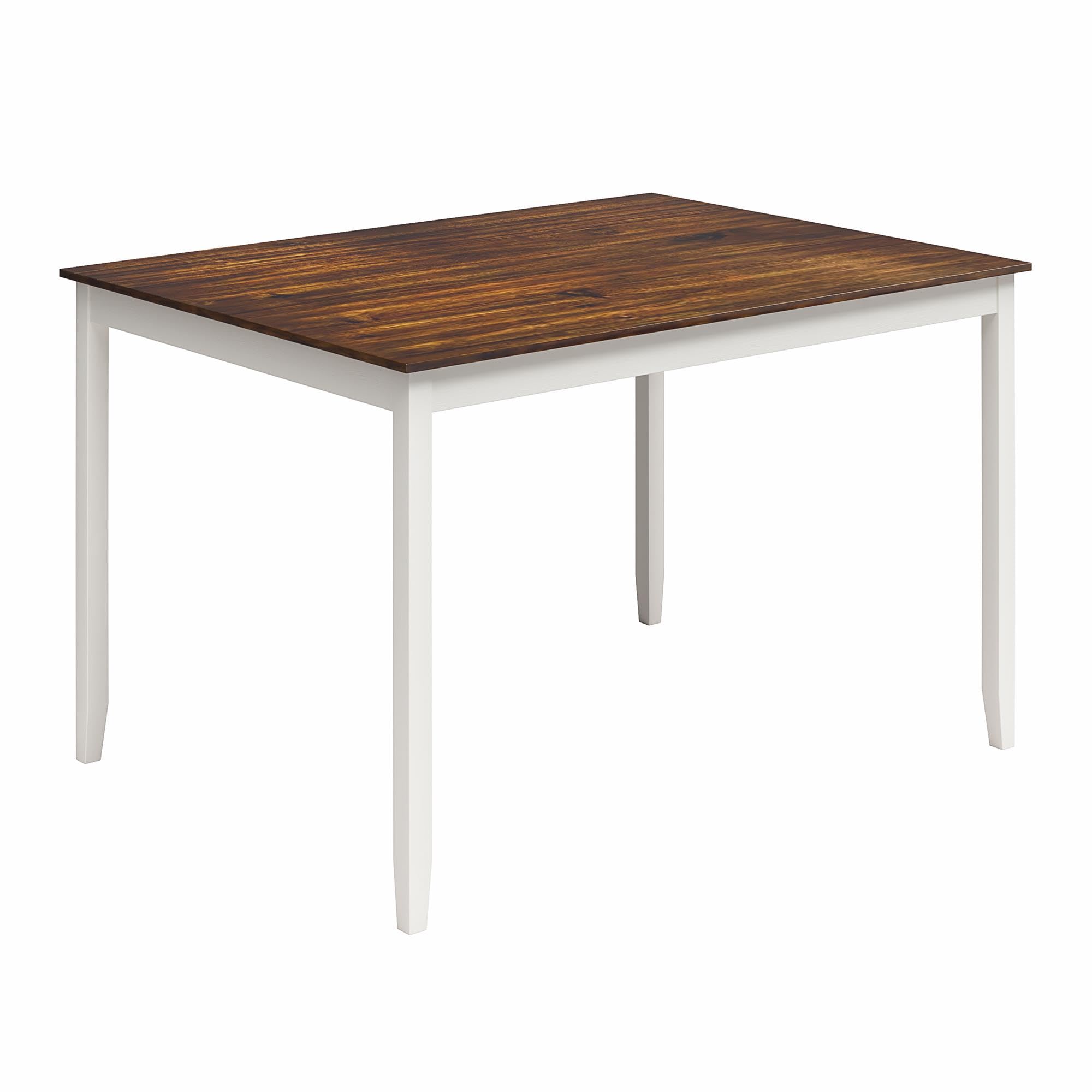 Reila 5-Piece Wood Dining Room Table Set for 4, White/Walnut