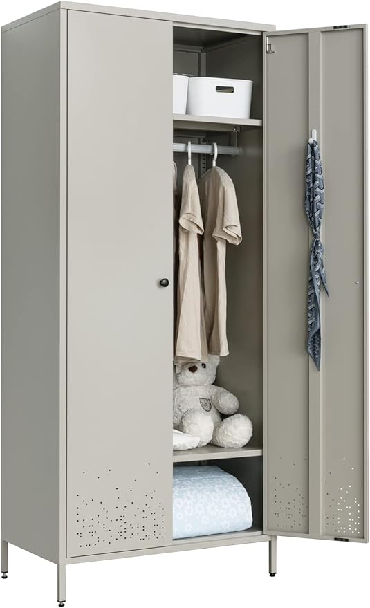 Storage Cabinet, Metal Wardrobe Armoire Closet
