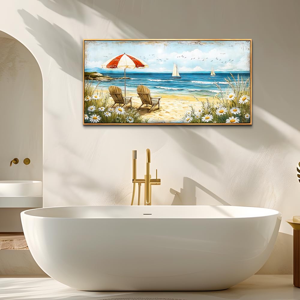 Large Canvas Wall Art For Living Room Bedroom Wall Decor Office Blue Seaside