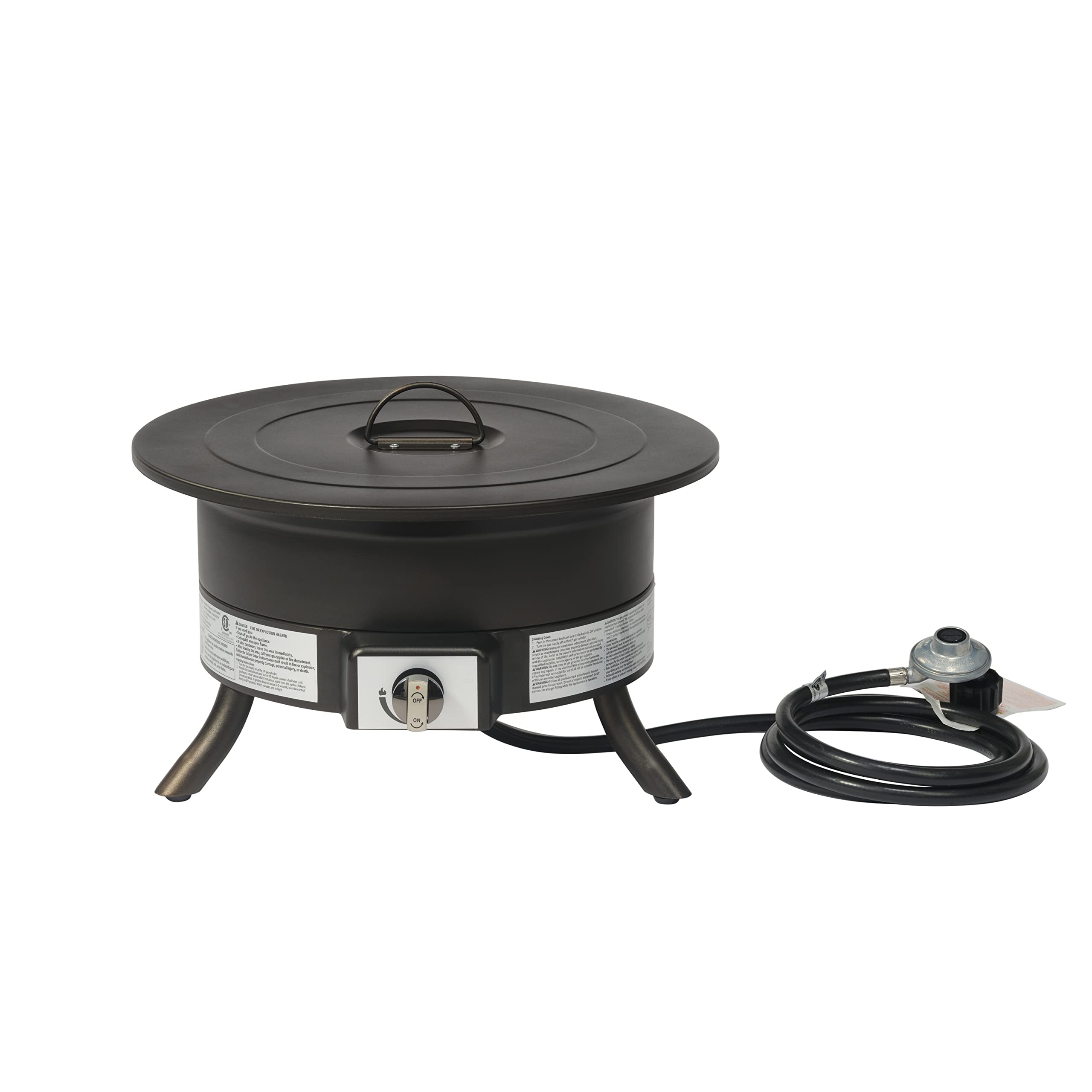 Portable Propane Fire Pit, 19 inch Round Gas for Patio, 55,000 BTU Carry Strap