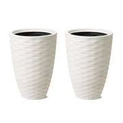 Set of 2 Outdoor Planter Polyresin Modern Decor Large Tall Gardening Containers Flower