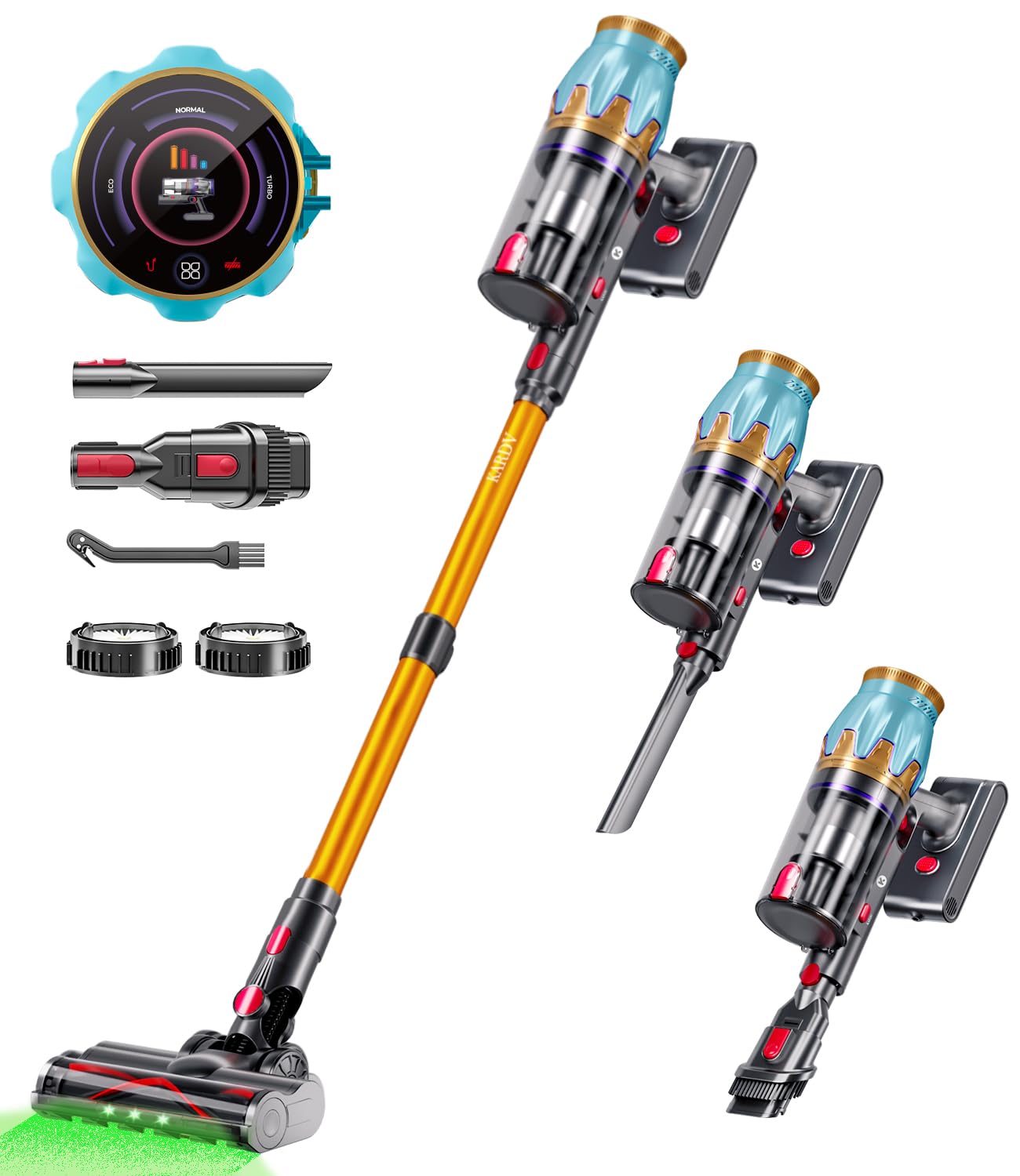 Cordless Vacuum Cleaner, 45Kpa/550W Stick Vacuum with Touch Screen, Max 65Mins