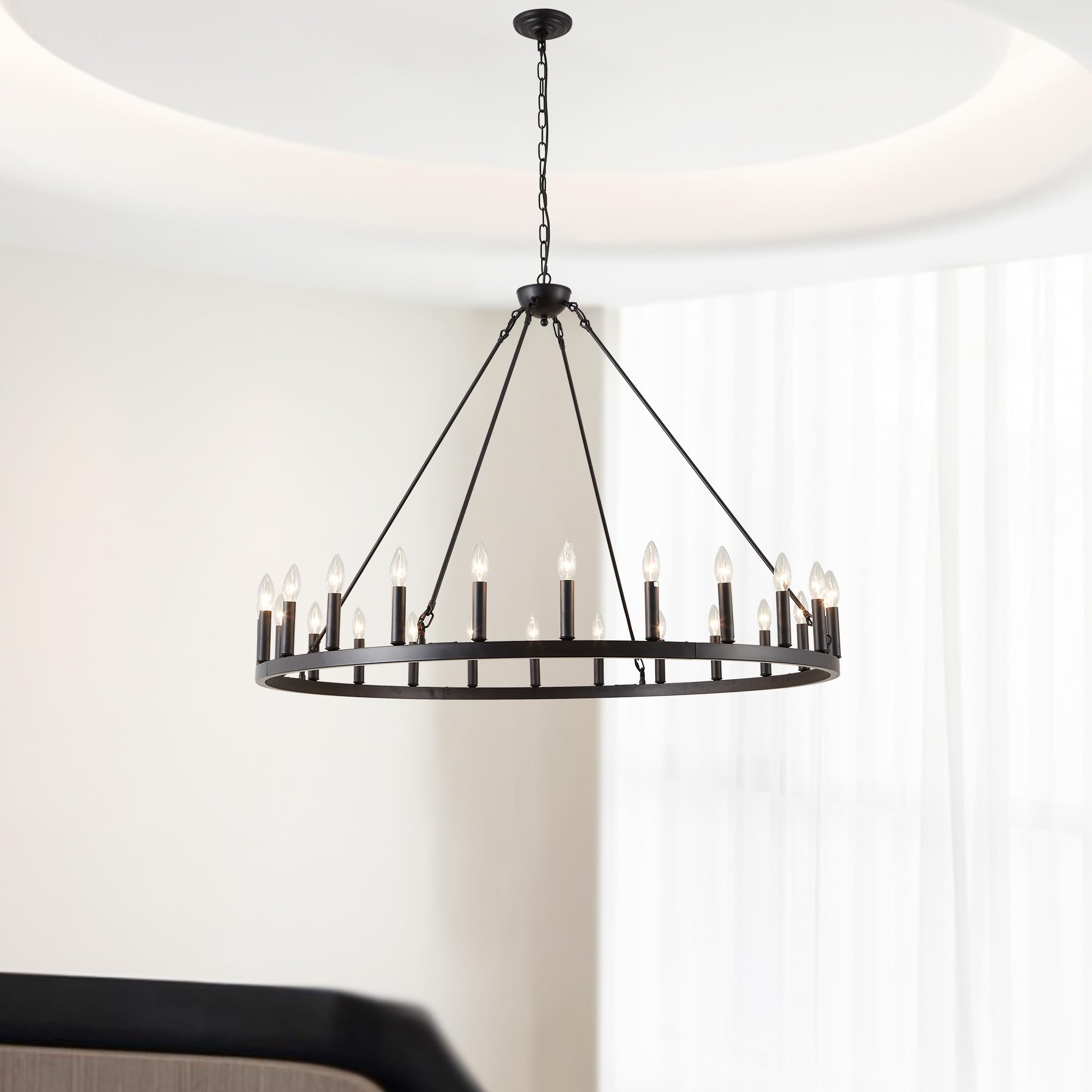 Wagon Wheel Lighting Round Chandelier for Dining Room Large Chandeliers for High