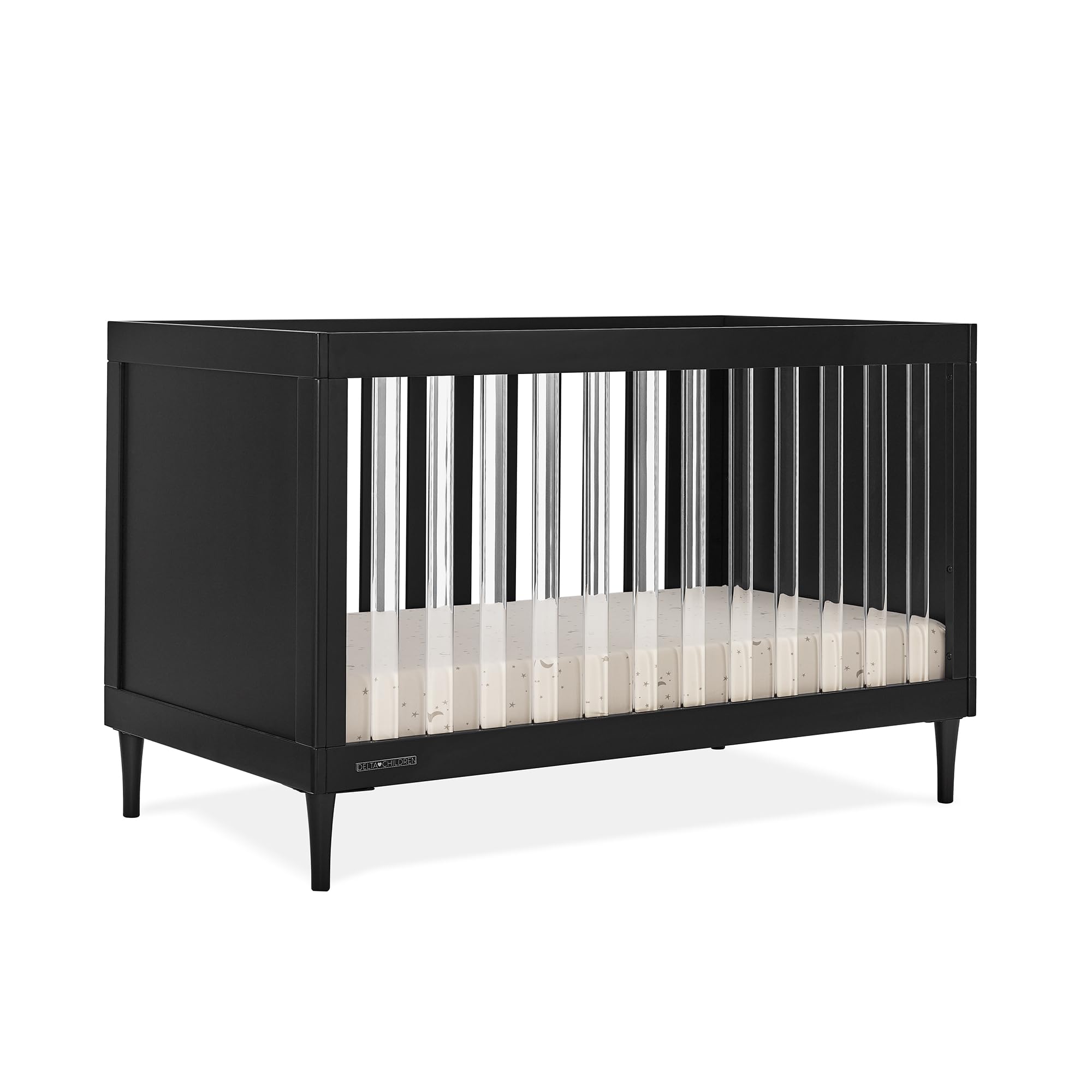Bowie 4-in-1 Convertible Acrylic Crib - Greenguard Gold Certified, Black Ebony
