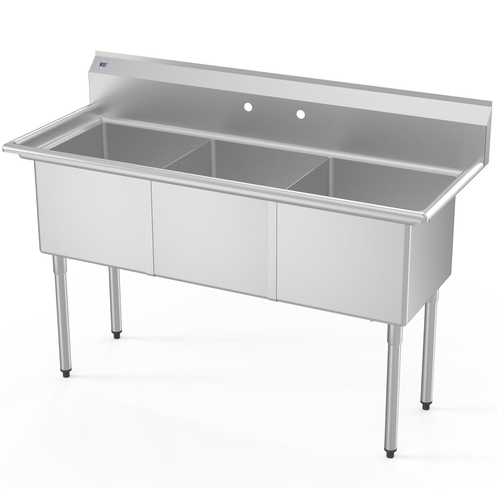 Commercial 3 Bowls Utility Sink, 304 Stainless Steel