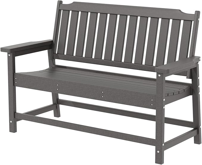 Outdoor Bench All-Weather HDPE Fade Resistant Garden Bench 660 lbs Bearing 2-Seat