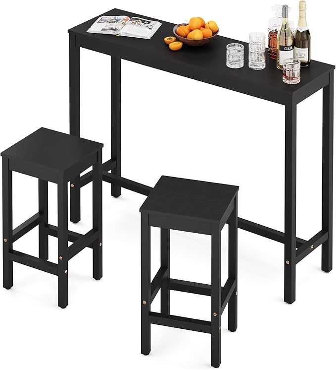 45 inch Bar Table and Chairs Set, Rectangular Counter Height Table Set