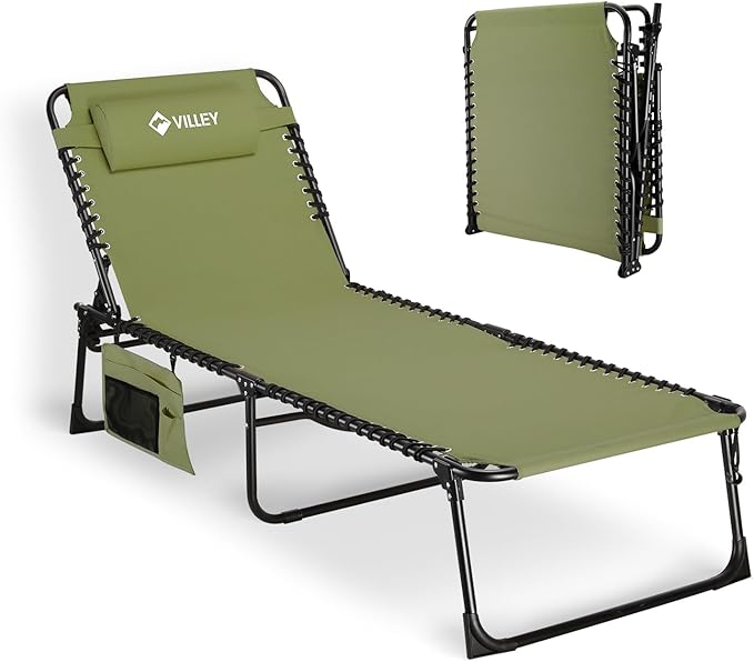 Oversize Chaise Lounge Outdoor, Heavy-Duty Folding Lounge Chair for Outside
