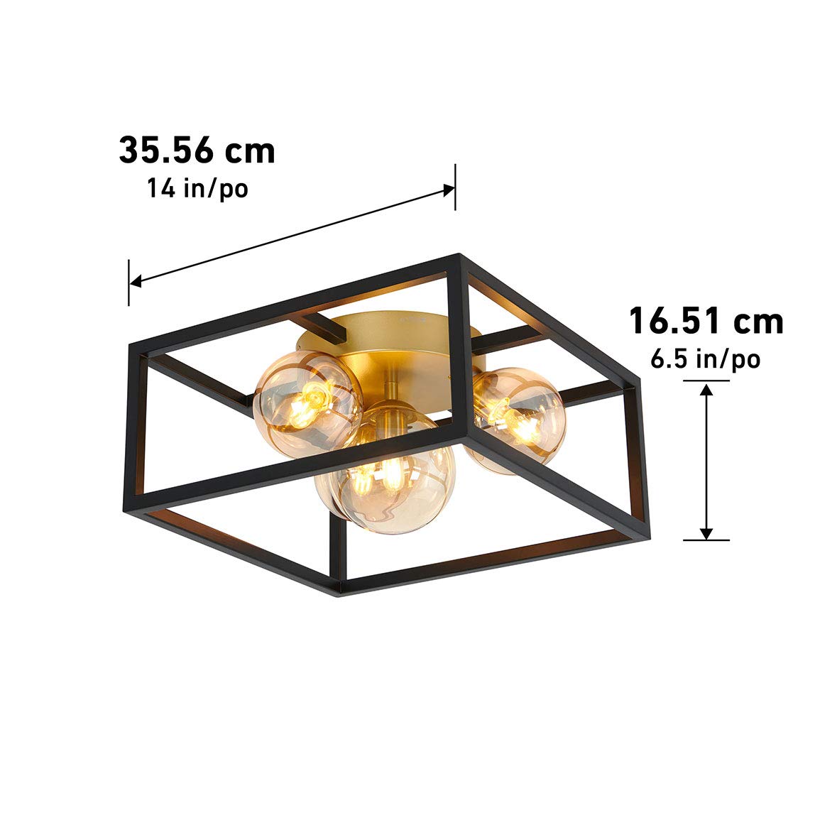 Griffintown Square Flush Mount with Glass Ball Shade