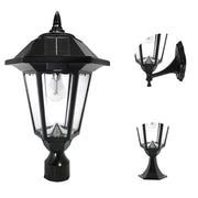 Black Solar Outdoor Post Light, Windsor Bulb, Cast Aluminum, 1-Light with