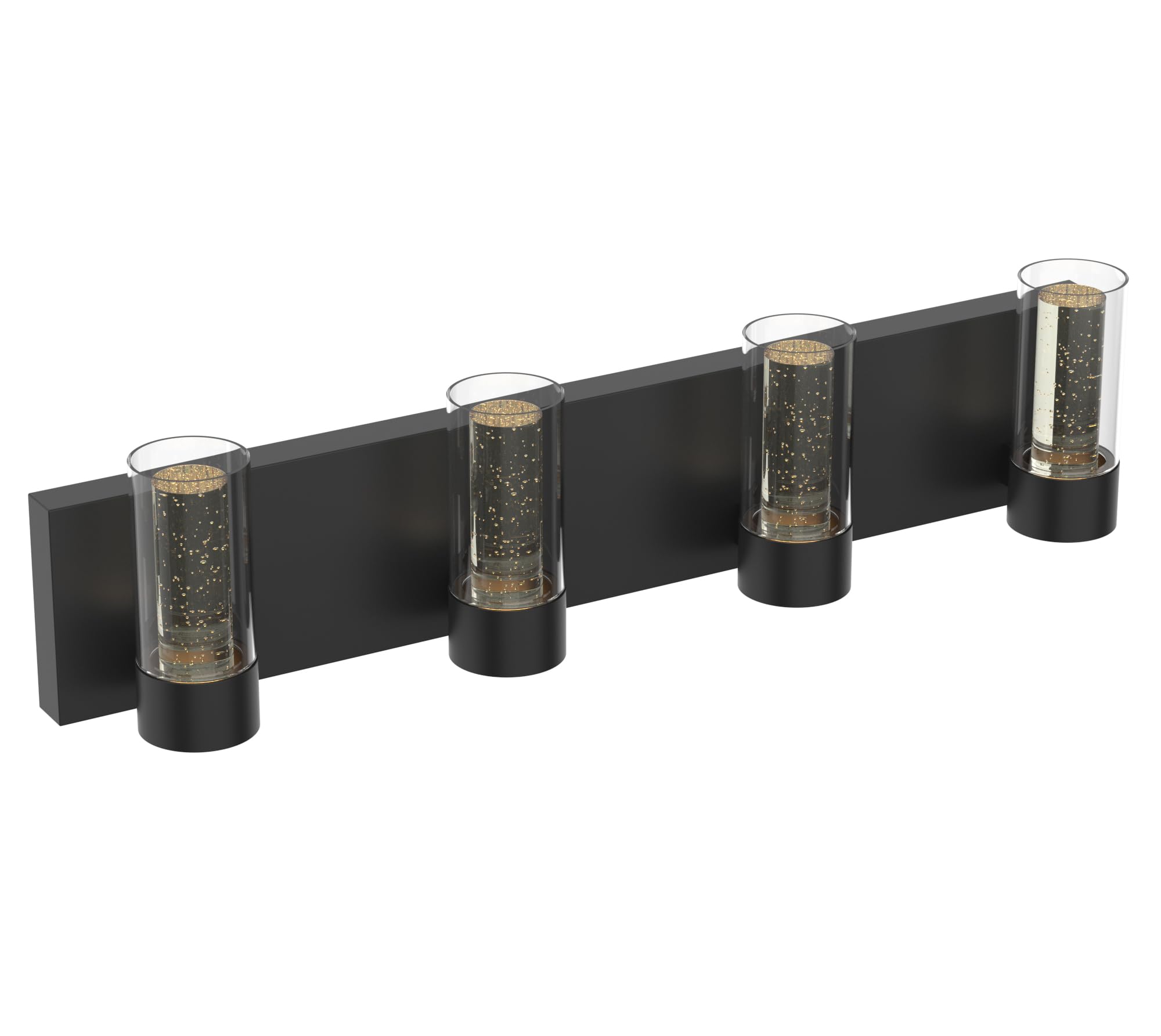 Modern 4-Light Vanity Light Fixture, Integrated Led and Premium Bubble Glass, for Bathroom
