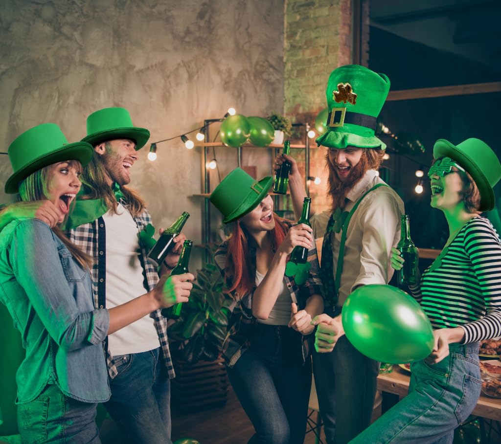 12 Pack St Patrick’s Day Leprechaun Top Hat Bulk Green Satin Hat