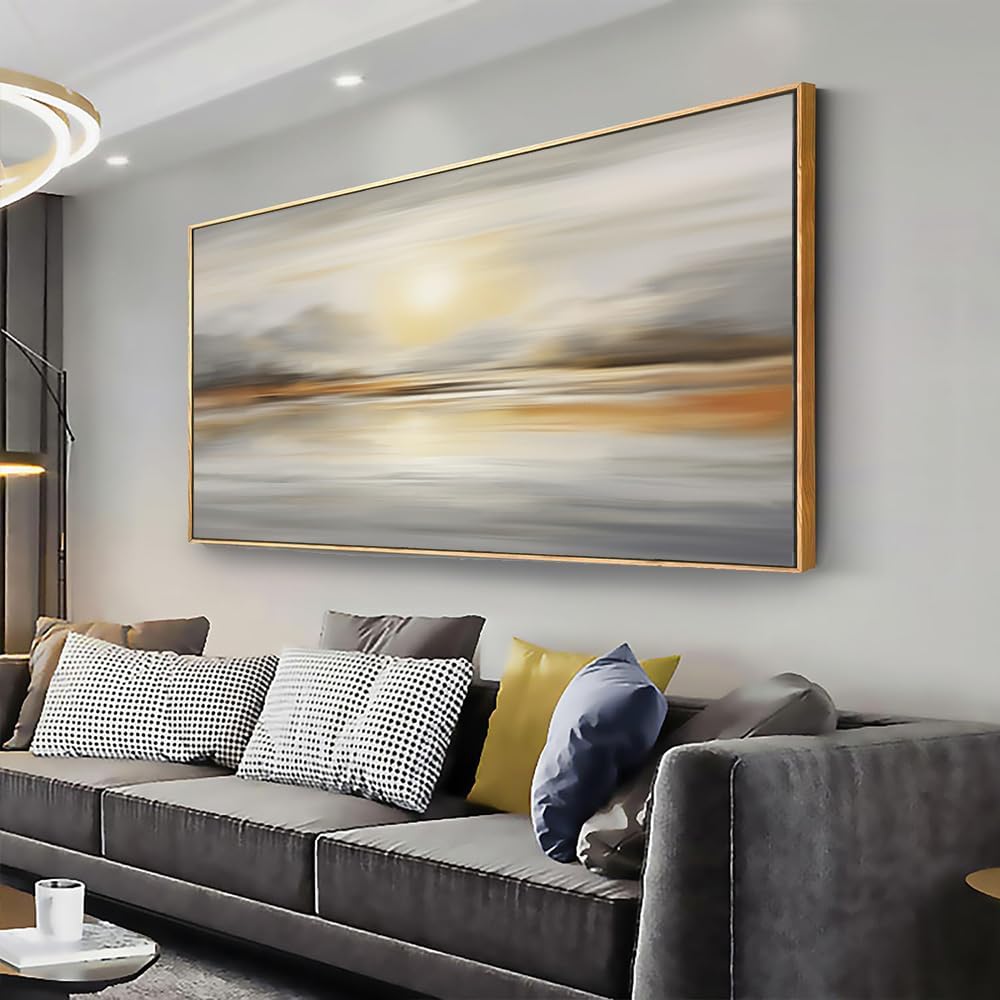Framed Wall Art Abstract Seascape Canvas Printing Wall Decor Artwork for Living Room