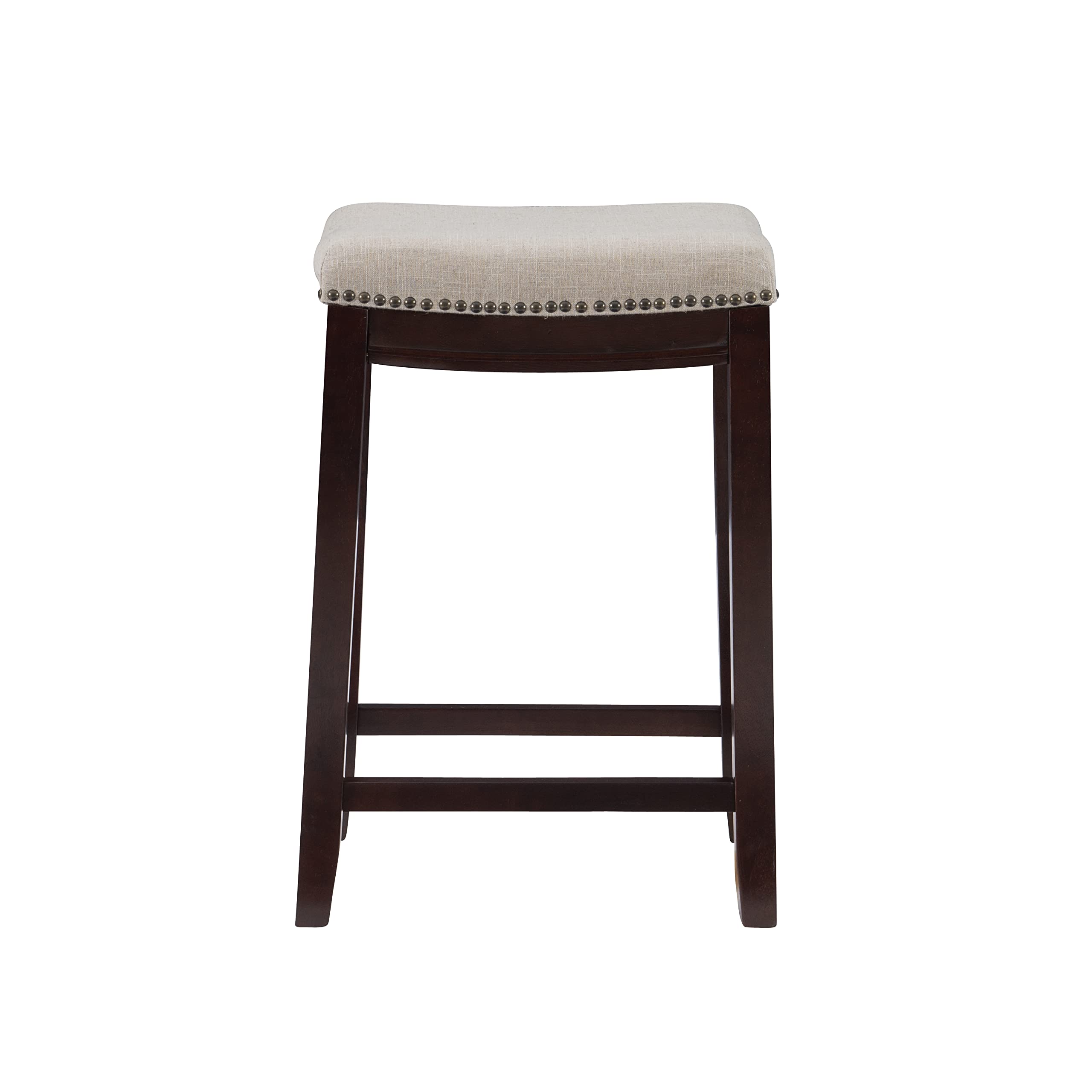 Backless Claridge Stool, Counter Height, Beige & Dark Walnut