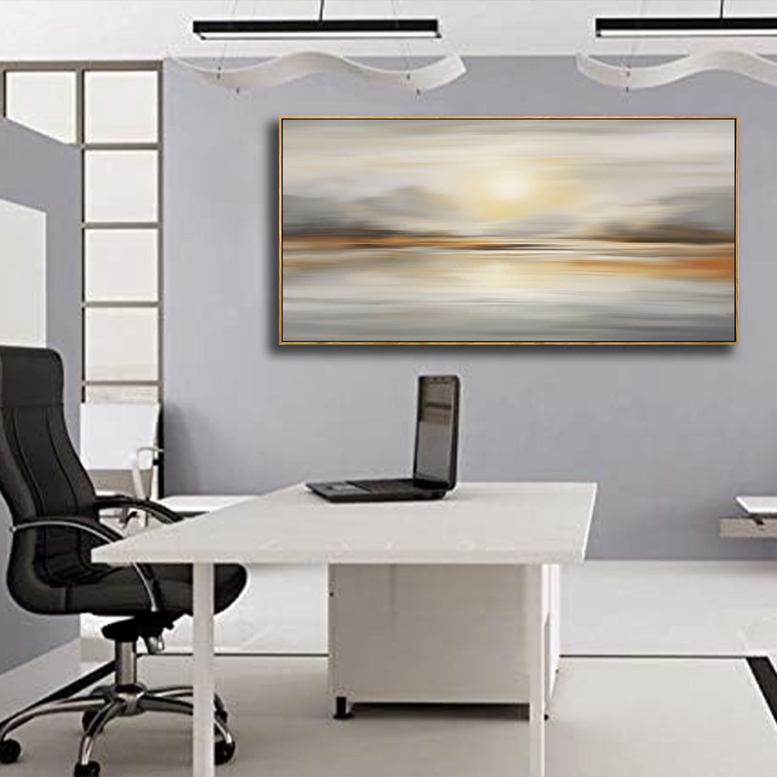 Framed Wall Art Abstract Seascape Canvas Printing Wall Decor Artwork for Living Room