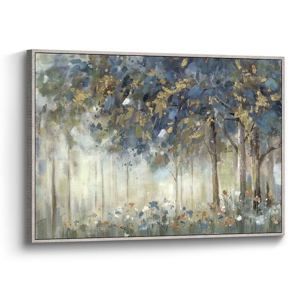 Tree Framed Wall Art Canvas: Landscape Painting Nature Picture Hand Painted Forest