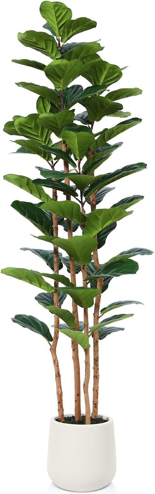 Artificial Fiddle Leaf Fig Tree with White Planter,5ft Tall Fake Tree