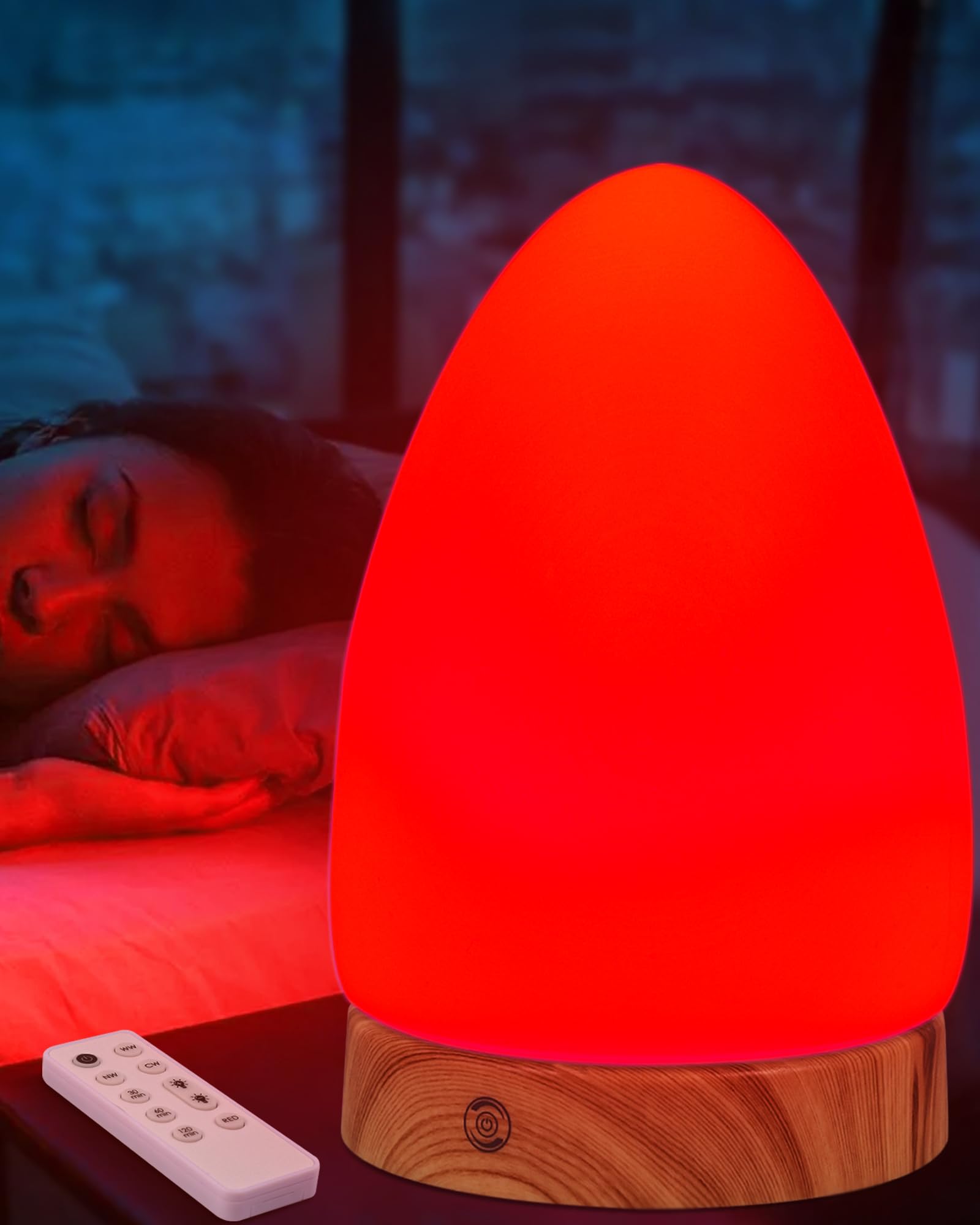 Red Light Night Light Lamp for Sleep, Red Nightlight Desk Lamp with 670nm