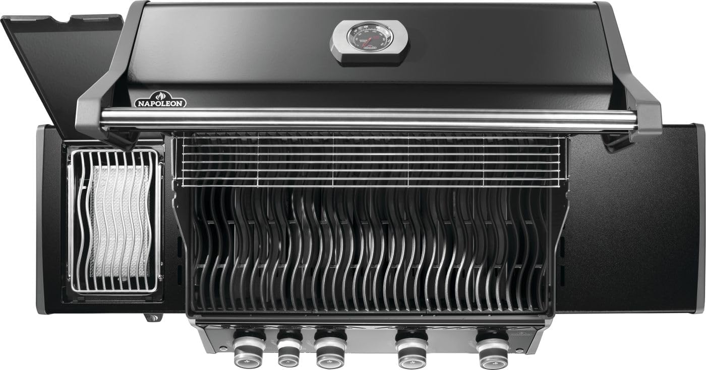 Rogue PRO 525 Propane Gas Grill with Infrared Side Burner, Black, Durable 5-Burner BBQ