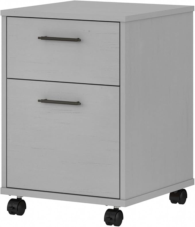 2 Drawer Rolling File Cabinet in Linen White Oak Mobile Organization for Home