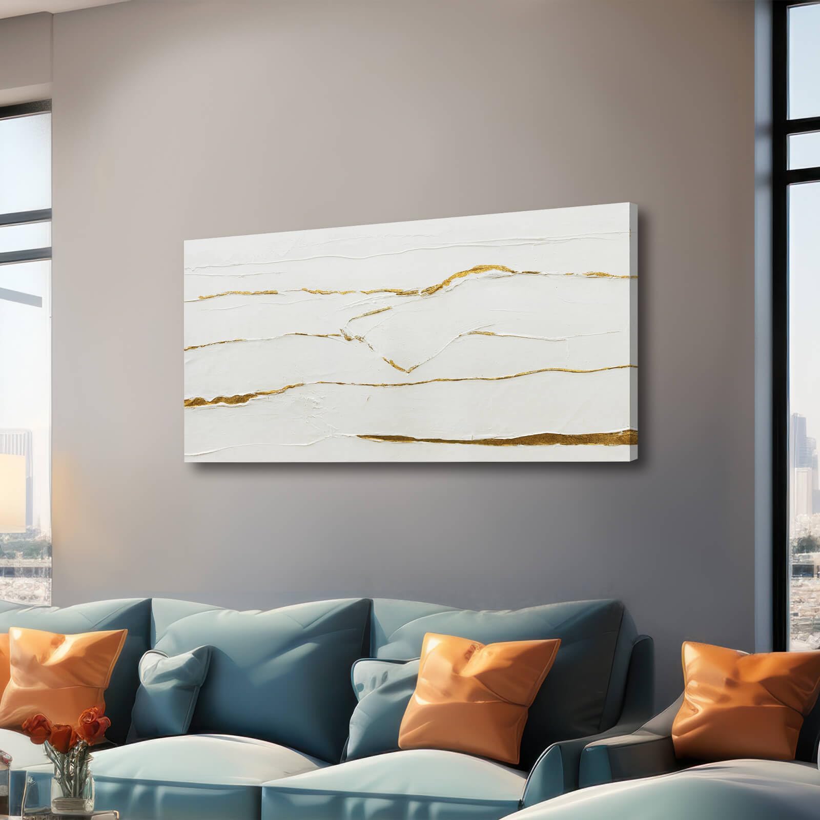 Minimalist Wall Art Gold Line Prints on White Blackground Office Posters White Abstract