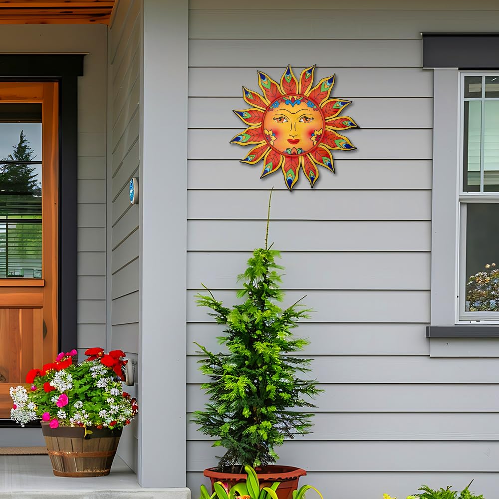 Metal Sun Flower Wall Decor,13inches Sun Wall Art Hanging Decoration for Indoor