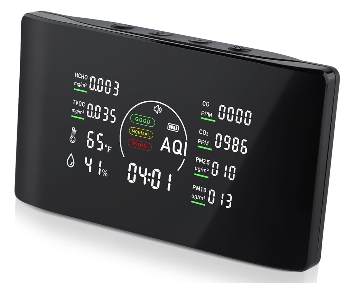 10 in 1 Indoor Air Quality Monitor with Portable Sensors for CO2, PM2.5