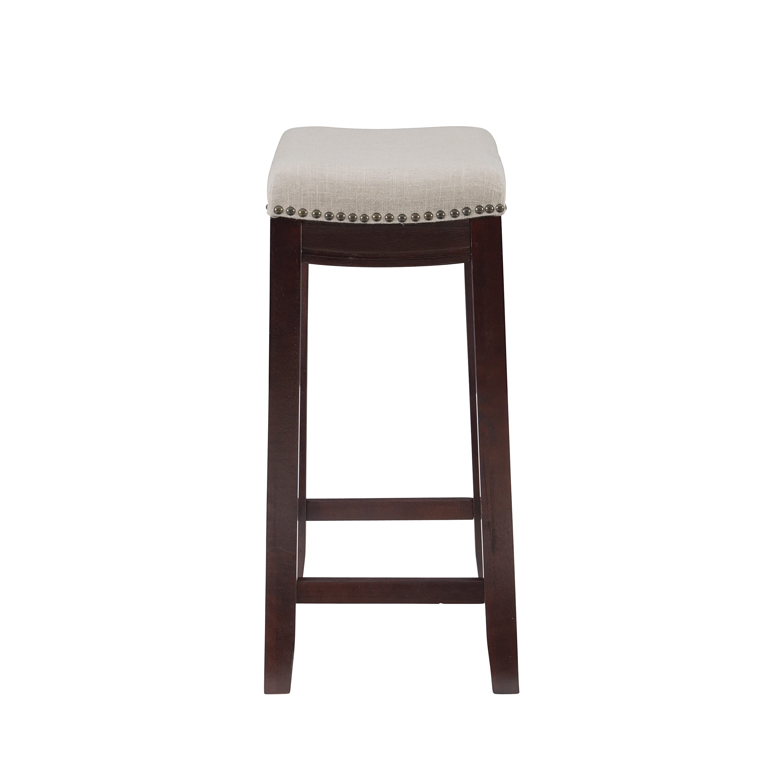 Backless Claridge Stool, Counter Height, Beige & Dark Walnut