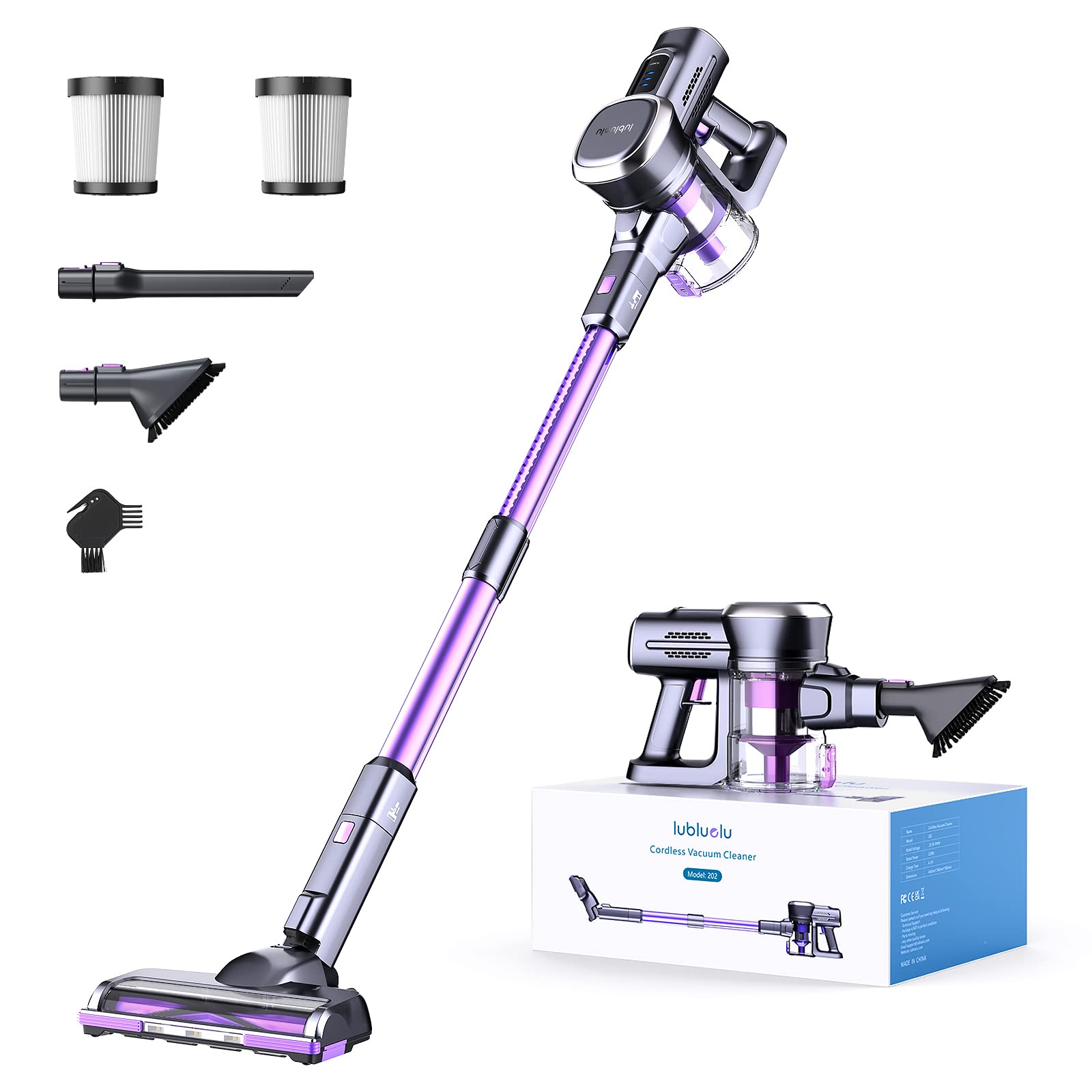 Cordless Stick Vacuum Cleaner, Lightweight 235W Brushless Motor, Rechargeable Battery