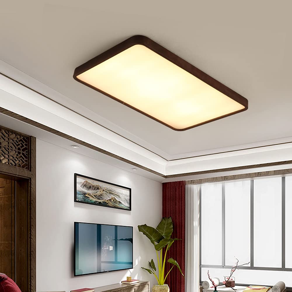 Ceiling Lamps,Living Room Lamp Black Walnut Color Modern Solid Wood Square