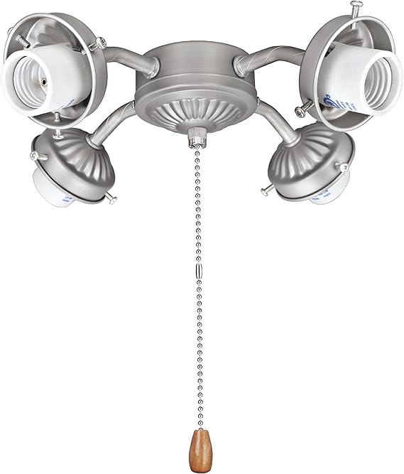 22001-11, One-Light Ceiling Fan Fitter Light Kit with Pull Chain, Brushed Nickel
