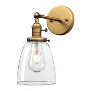 Industrial Vintage Sconce with Oval Cone Clear Glass Shade 1 Light Single Sconce