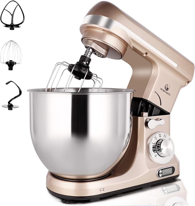 Stand Mixer 5-QT, 6+P Speed Tilt-Head Food Mixer 300W Dough Mixer