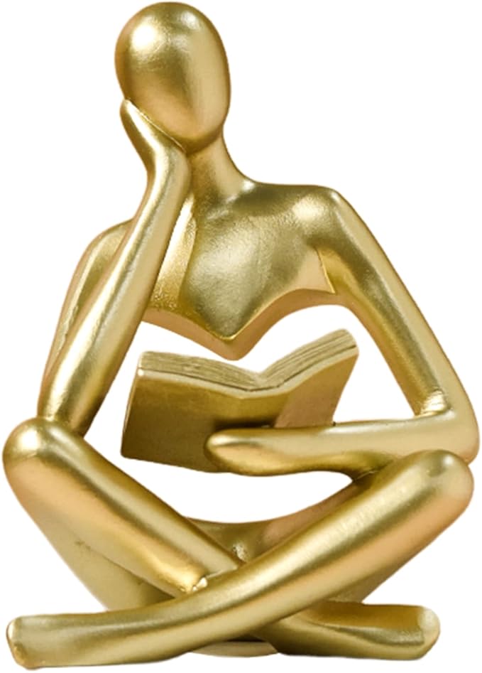 Bookshelf Decor Thinker Statue - Abstract Art Reading Thinker Sculpture Figurine Aesthetic