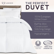 Lincove European Down Comforter King Size - Breathable, Ultra-Soft & Fluffy Comforter Filled with 100% Natural White Down, Luxury Hotel Collection All Season Duvet Insert with Corner Tabs